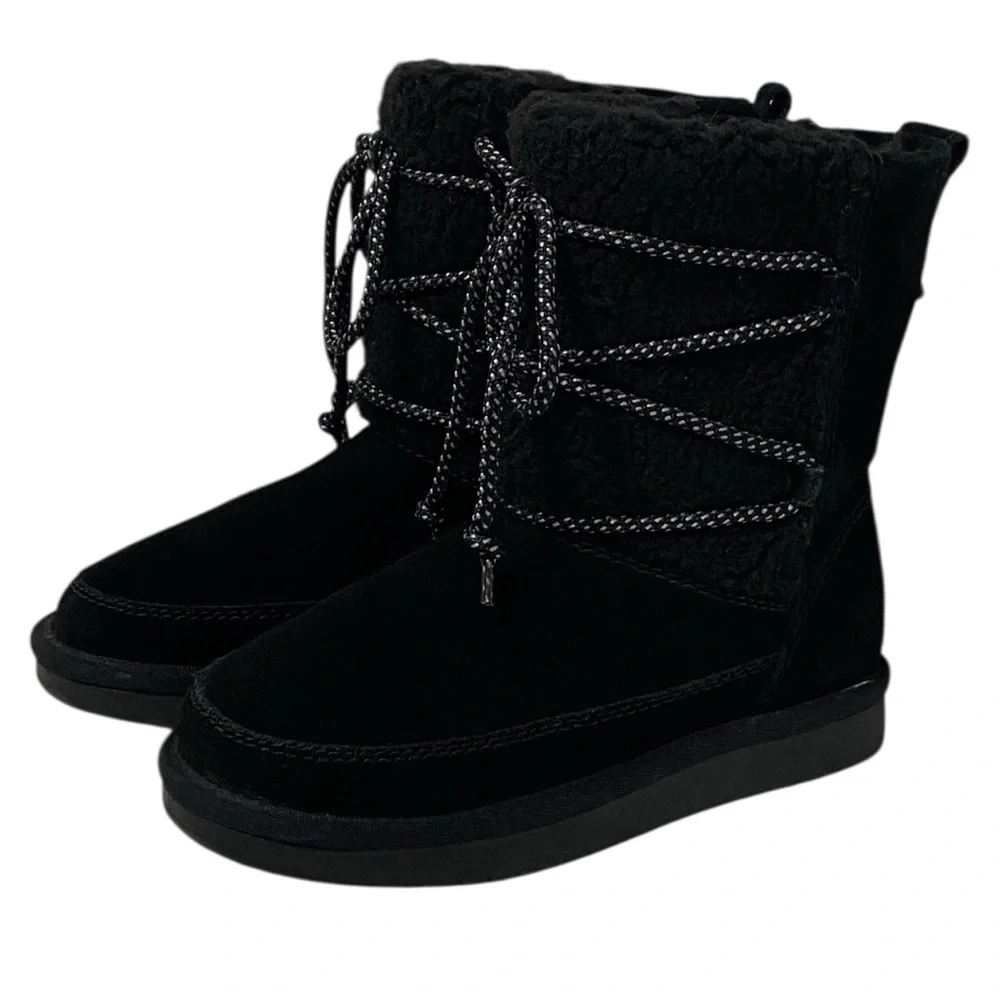 UGG Koolaburra Black Suede Fleece Lined Snow Boots - Toddler Size 12
